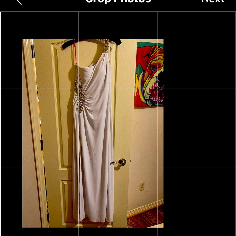 White long off shoulder formal dress